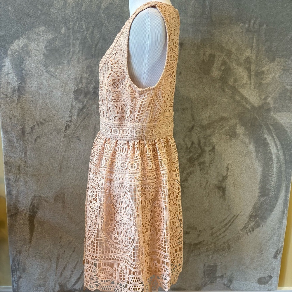 Miami Boho Bohemian Feminine Lace Midi Dress Sz L - Picture 8 of 12